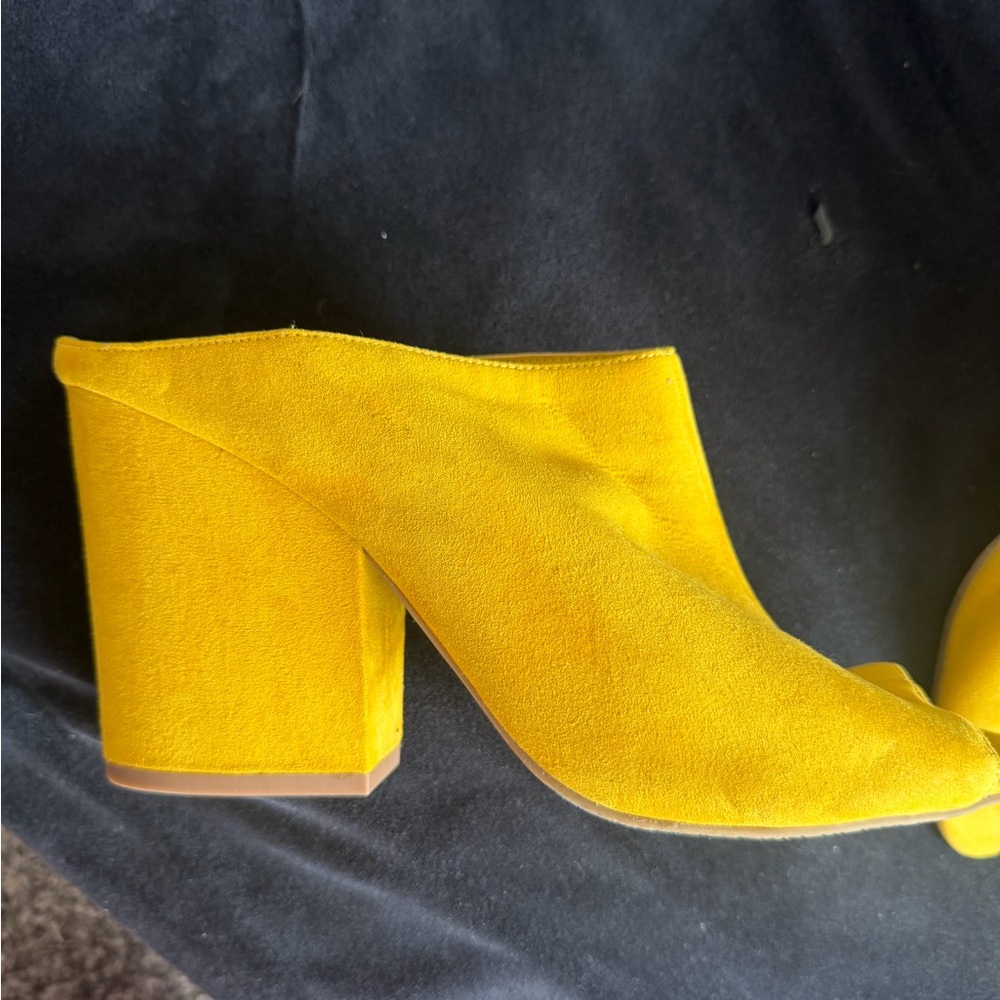 BP Bright Yellow Block Heel Mules